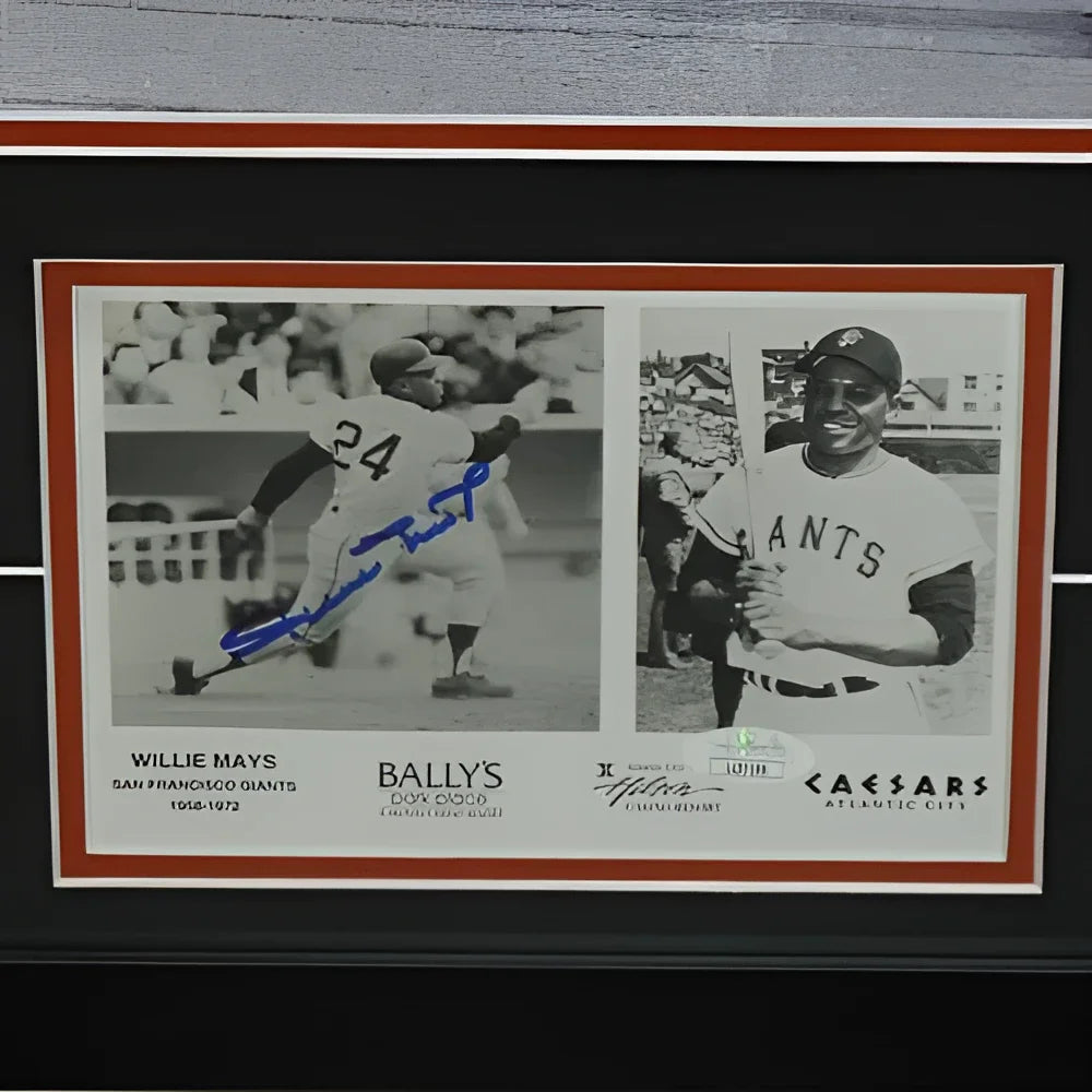 Framed Willie Mays New York Giants 1954 World Series Catch autographed photo