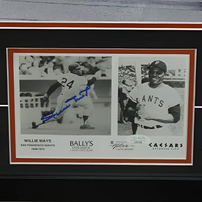 Framed Willie Mays New York Giants 1954 World Series Catch autographed photo