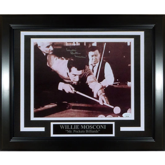 Willie Mosconi signed deluxe framed 8x10 photo of Mr. Pocket Billiards
