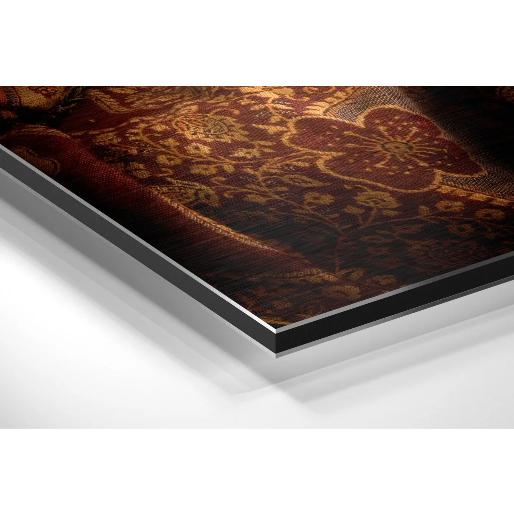 Luxe burgundy floral art on brushed aluminium dibond print