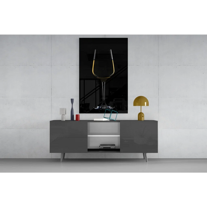 Stunning gold wine glass wall art on black canvas