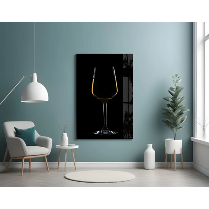 Stunning Gold Wine Glass Wall Art on Black Canvas | Contemporary Home Wall Art | vintageantiquesgifts.com