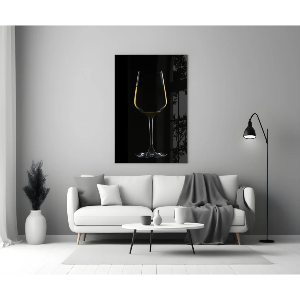 Stunning Gold Wine Glass Wall Art on Black Canvas | Modern Wall Art Decor | vintageantiquesgifts.com