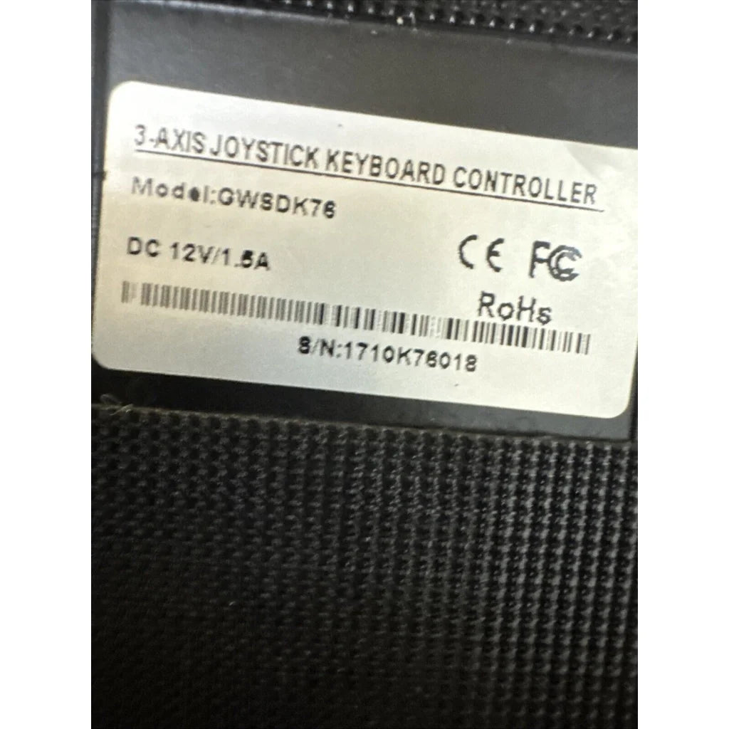 Wirepath Surveillance PTZ 3D controller back with GWSdk76 model, DC 12V/1.5A