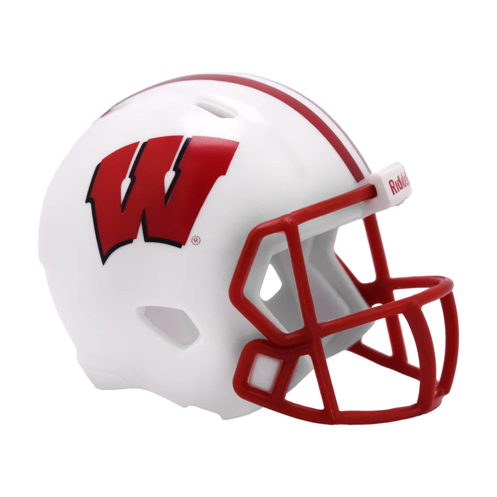 Wisconsin Badgers Riddell Speed Pocket Pro mini helmet with matte white red accents