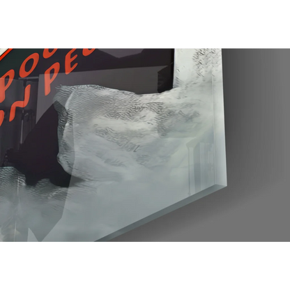 Translucent frosted glass wall art with wave texture and seagull reading book