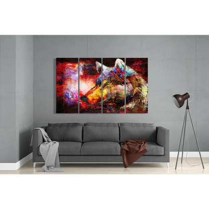 Cosmic Wolf Multi Panel Canvas Wall Art Set | Modern Wall Art Decor | vintageantiquesgifts.com