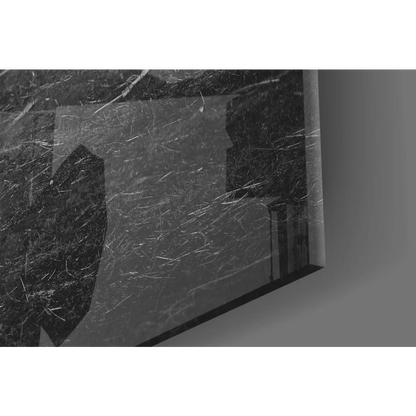 Mystical wolf in foggy forest black and white canvas wall art