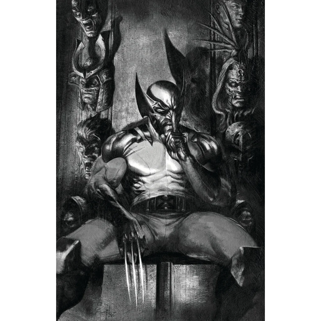 Monochrome Wolverine illustration from Unknown Comics exclusive virgin variant by Saladin Ahmed