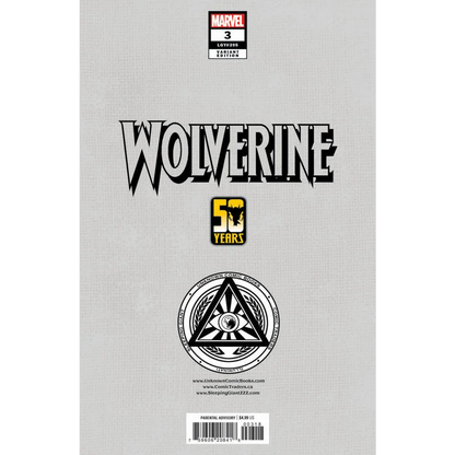 Variant comic cover for Wolverine #3 celebrating 50 years by Mico Suayan