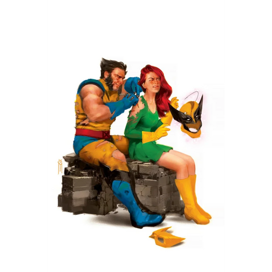 Wolverine caring for upset Jean Grey after battle on Wolverine 36 Fall Variant Cover