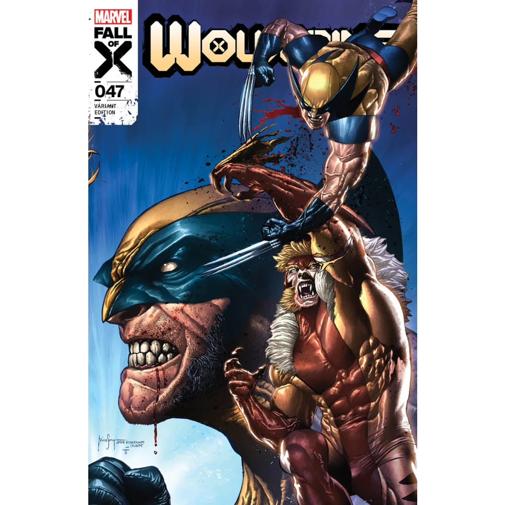 Comic book cover Wolverine in battle from Wolverine #47 Unknown Comics Mico Suayan Exclusive