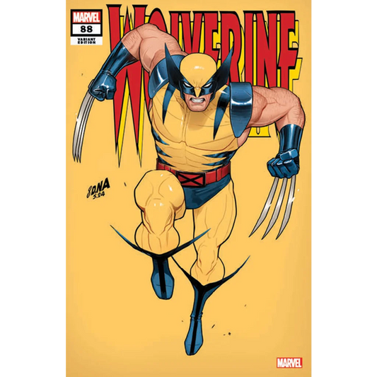 Wolverine comic book cover with Wolverine in a dynamic pose from David Nakayama facsimile
