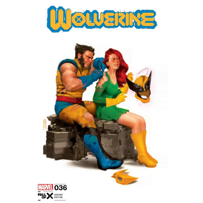 Comic book cover with Wolverine and Jean Grey in an epic Ghost Weapons showdown