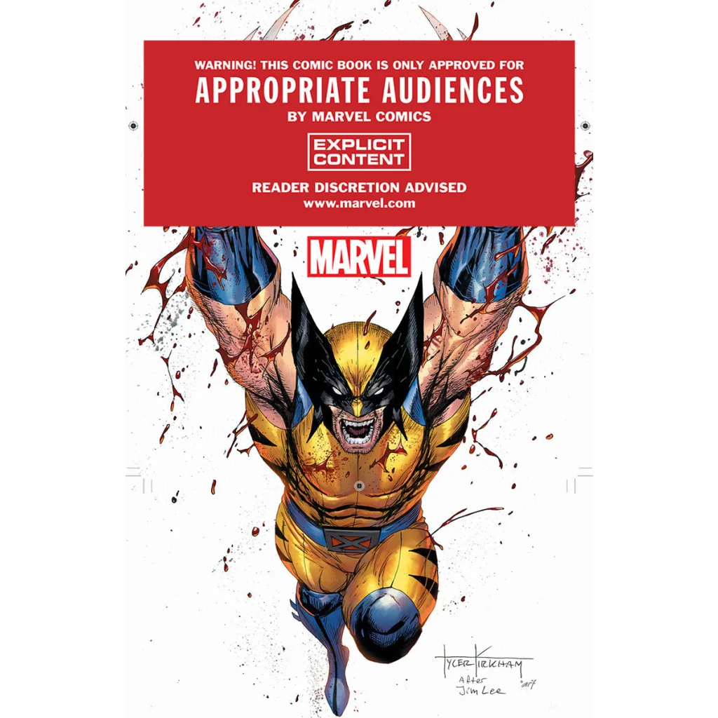 Wolverine comic with red band warning Tyler Kirkham comics exclusive variant
