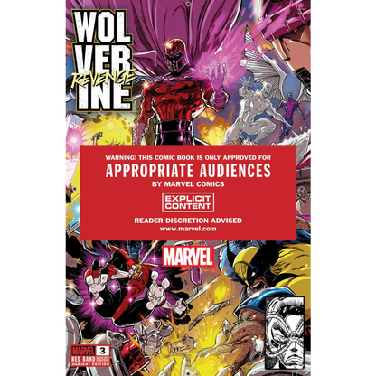 Wolverine Revenge comic with a red band warning label by Kaare Andrews for explicit content