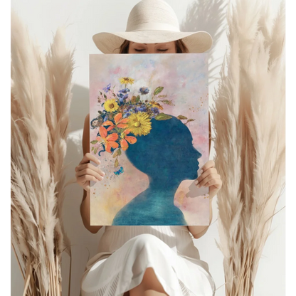 Floral Silhouette Insigne Aluminum Prints for Your Wall | Contemporary Home Wall Art | vintageantiquesgifts.com