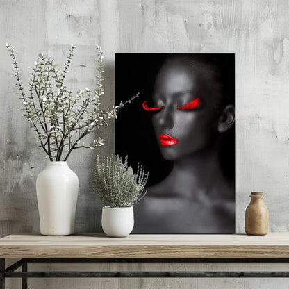Spicy Red Lips Portrait Insigne Aluminum Print | Glass Wall Art Print | vintageantiquesgifts.com