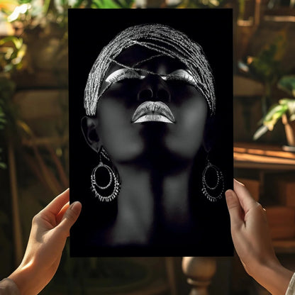 Stunning silver accent woman portrait on Insigne aluminum print