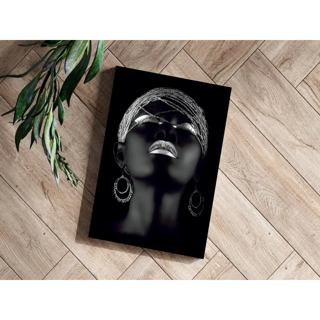 Stylized silver accent woman portrait on Insigne aluminum print