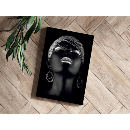 Stylized silver accent woman portrait on Insigne aluminum print