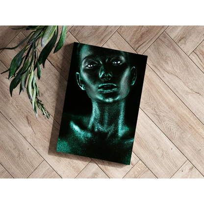 Stunning Teal Glitter Face Insigne Aluminum Prints | Modern Wall Art Decor | vintageantiquesgifts.com