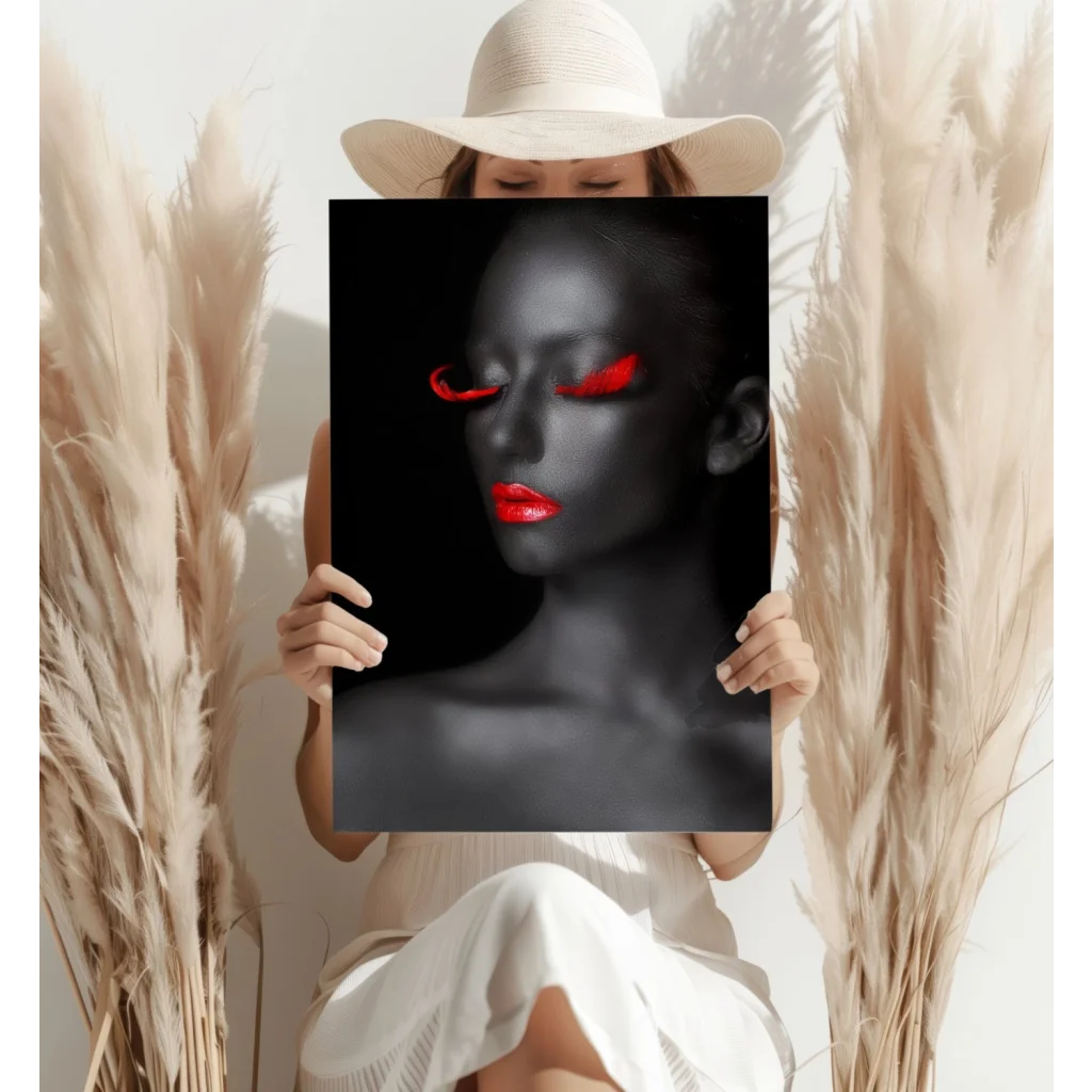 Spicy Red Lips Portrait Insigne Aluminum Print | Contemporary Home Wall Art | vintageantiquesgifts.com