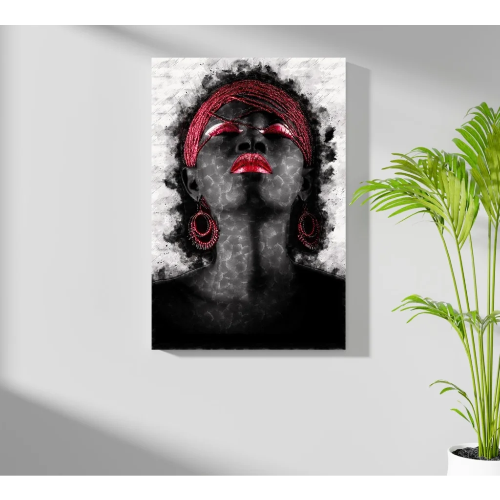 Bold red lips woman on Insigne aluminum print portrait