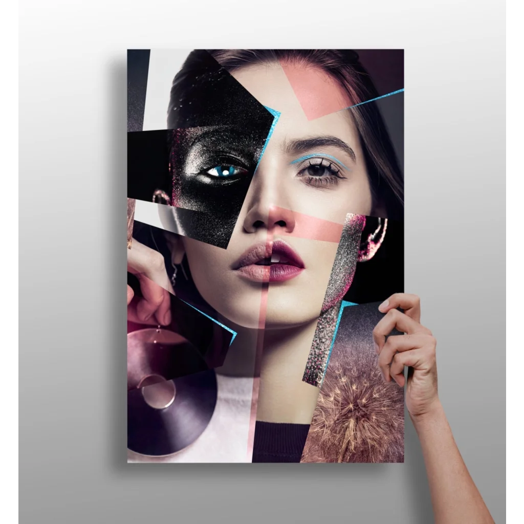 Modern abstract geometric woman portrait on Insigne aluminum prints
