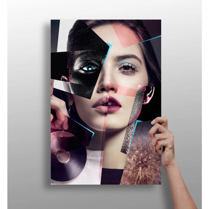 Modern abstract geometric woman portrait on Insigne aluminum prints