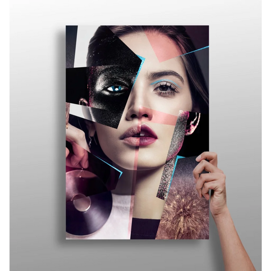 Modern abstract geometric woman portrait on Insigne aluminum prints