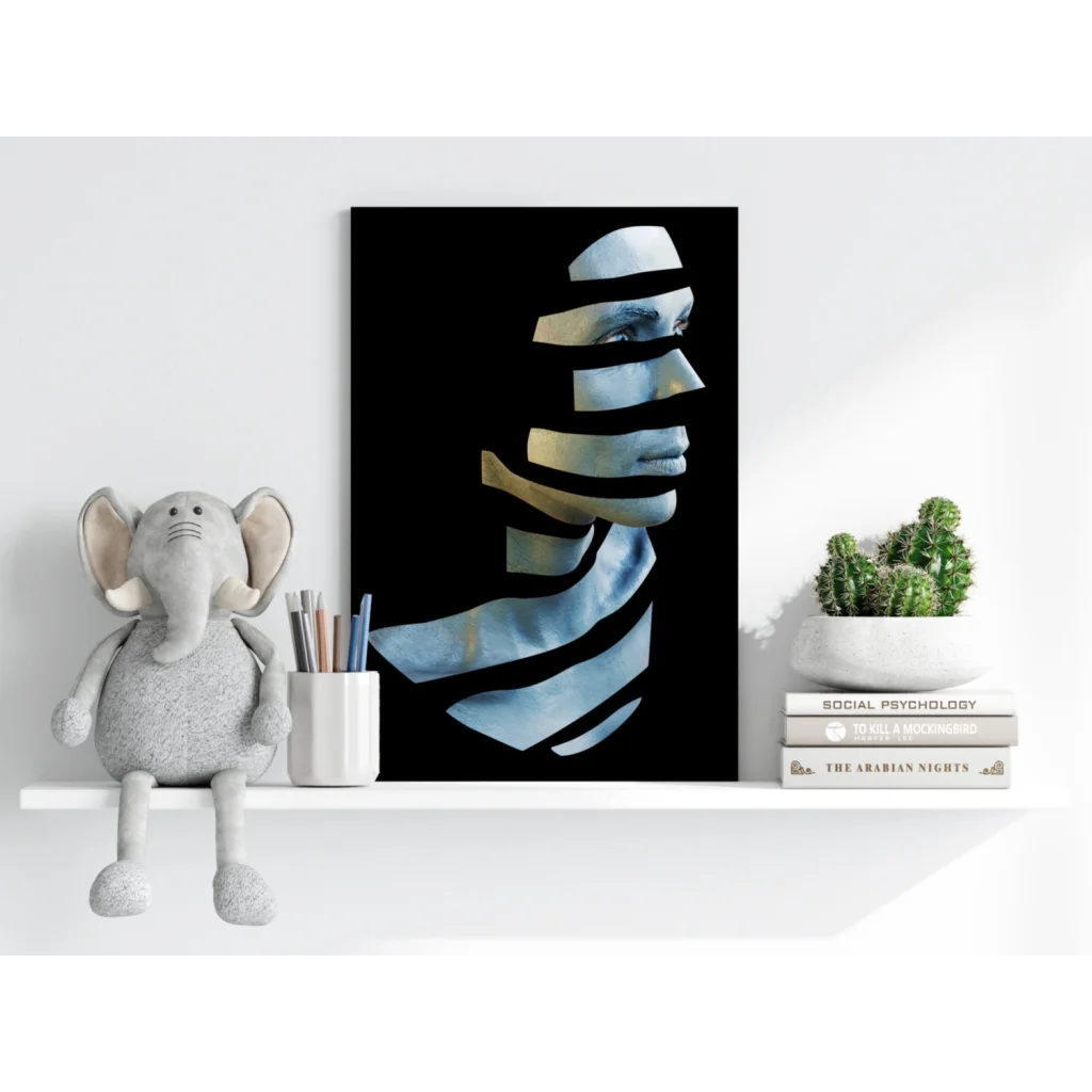 Insigne aluminum prints geometric blue woman portrait art