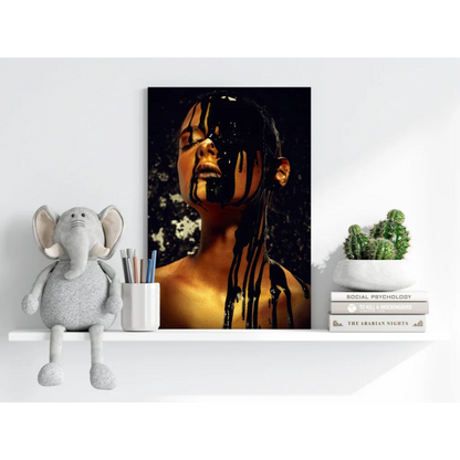 Black and gold abstract portrait on Insigne aluminum prints