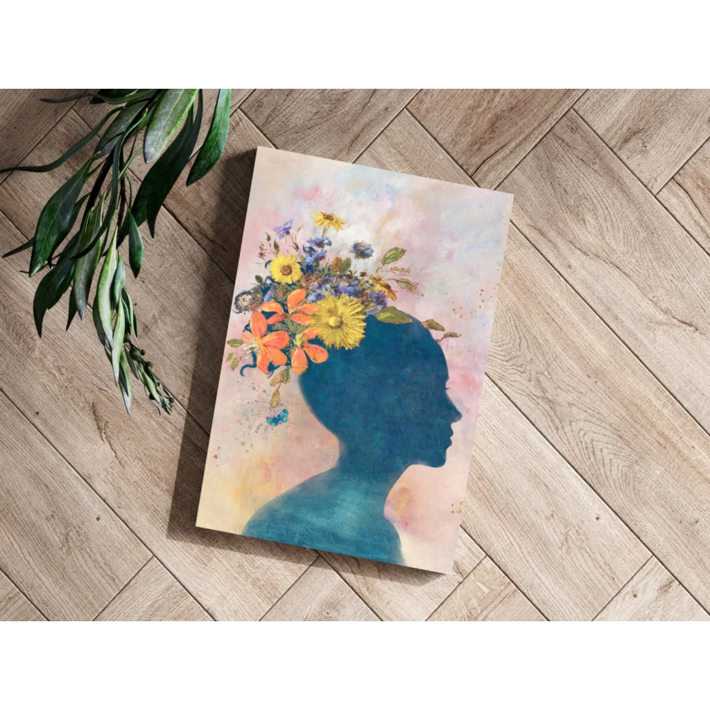 Floral Silhouette Insigne Aluminum Prints for Your Wall | Modern Wall Art Decor | vintageantiquesgifts.com