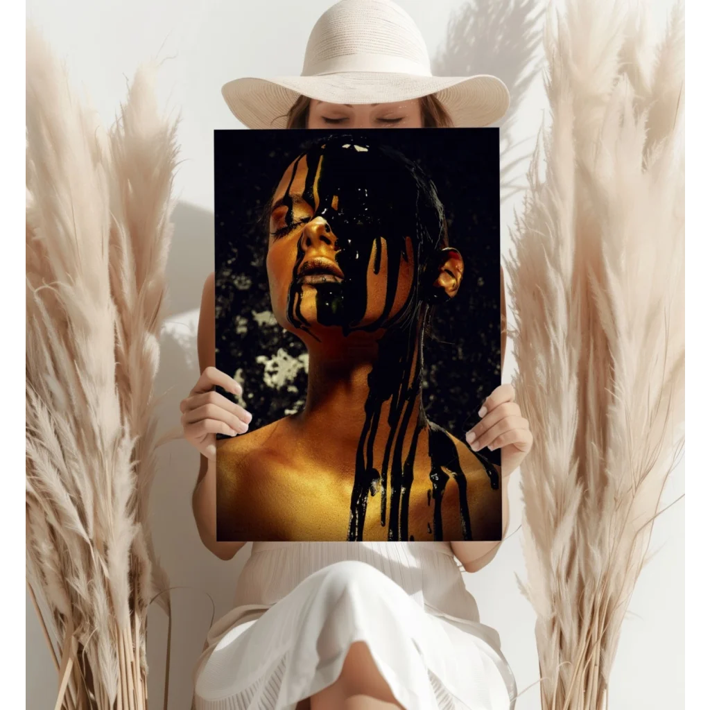 Dripping Gold Portrait Insigne Aluminum Prints | Contemporary Home Wall Art | vintageantiquesgifts.com