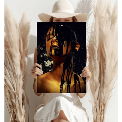 Dripping Gold Portrait Insigne Aluminum Prints | Contemporary Home Wall Art | vintageantiquesgifts.com