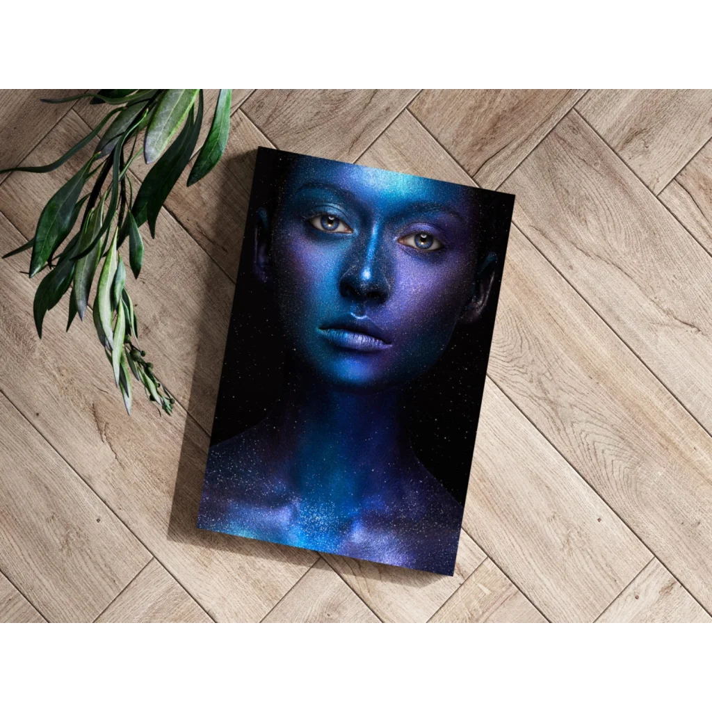 Cosmic galaxy woman portrait on insigne aluminum print