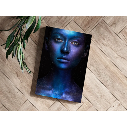 Cosmic galaxy woman portrait on insigne aluminum print