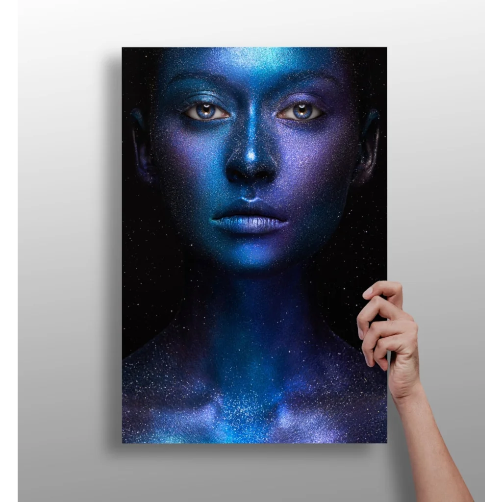 Stunning cosmic galaxy woman on Insigne aluminum prints