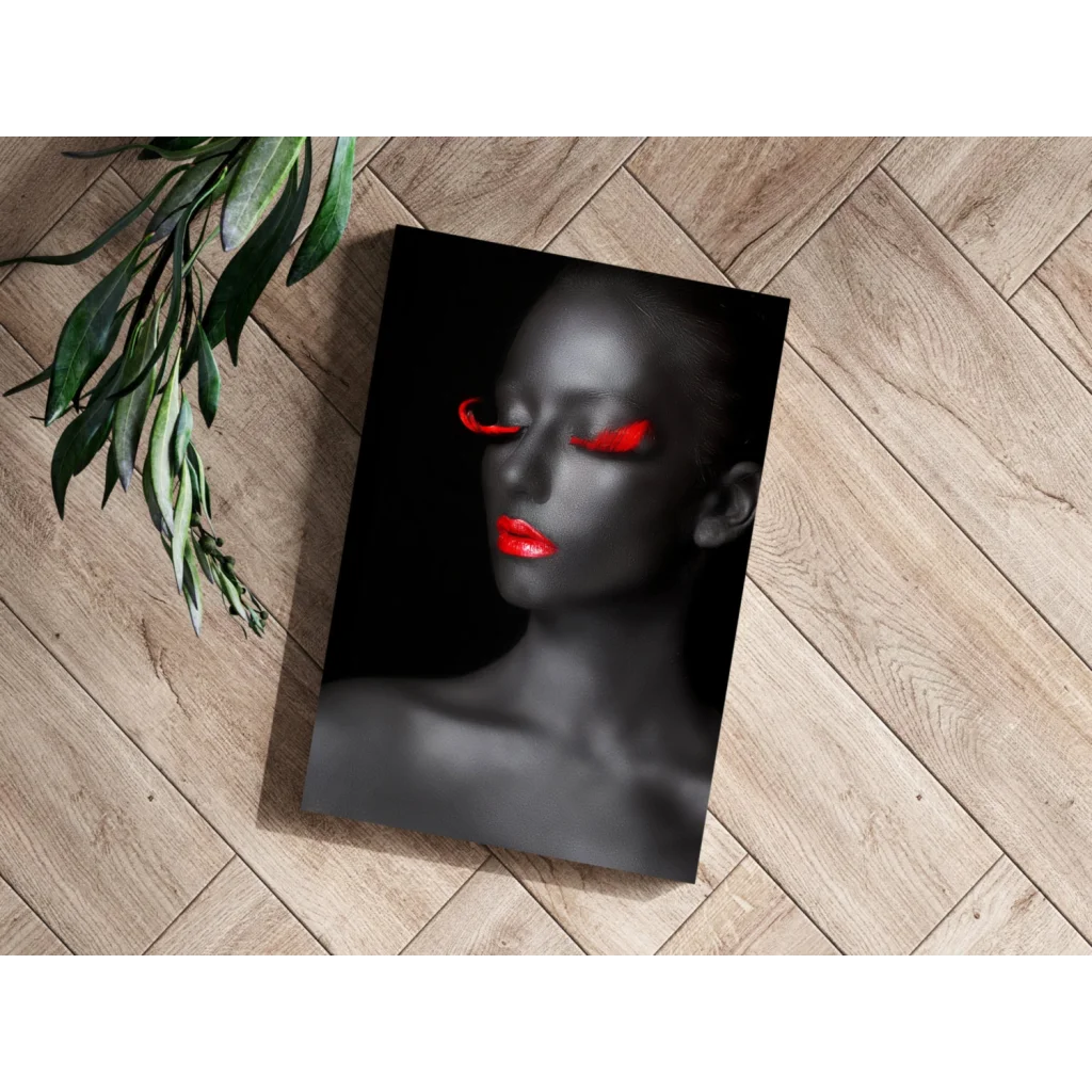 Spicy Red Lips Portrait Insigne Aluminum Print | Modern Wall Art Decor | vintageantiquesgifts.com
