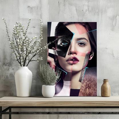 Abstract geometric woman portrait on Insigne aluminum print