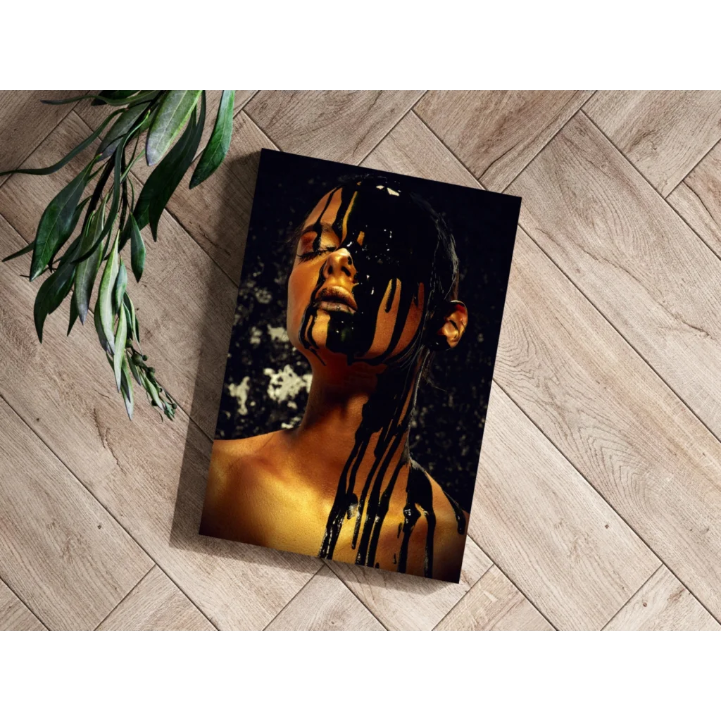 Dripping Gold Portrait Insigne Aluminum Prints | Modern Wall Art Decor | vintageantiquesgifts.com