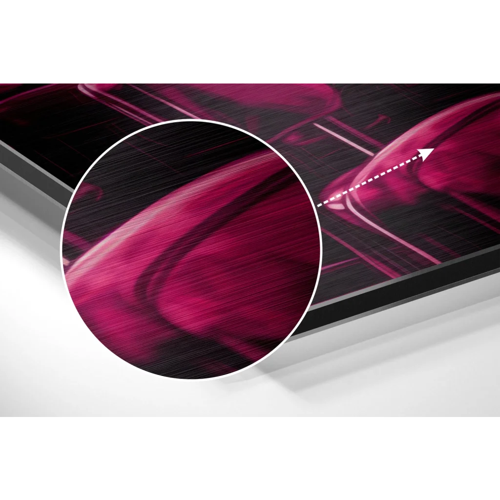 Vibrant magenta black abstract on brushed aluminium dibond print