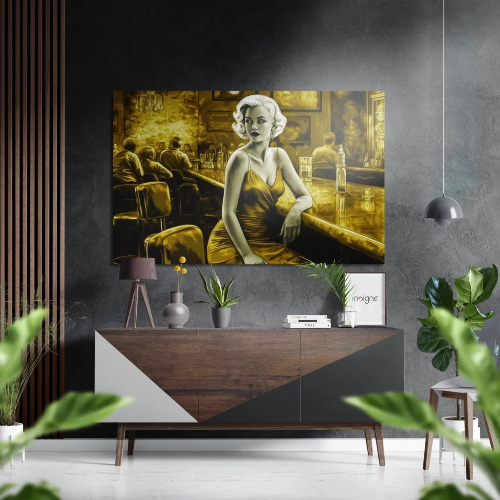 Woman in a Bar Brushed Aluminum Dibond Wall Art