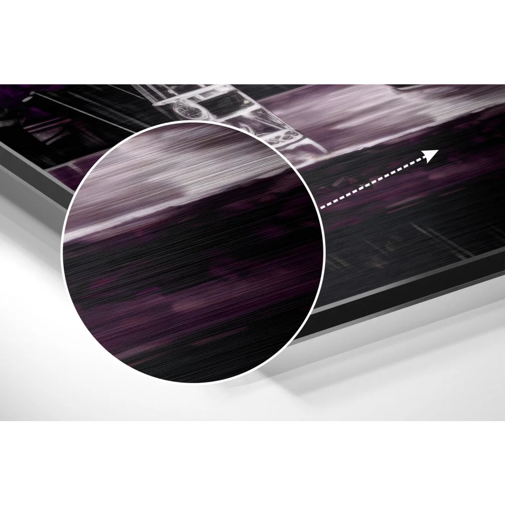 Purple and black abstract brushed aluminium dibond wall art