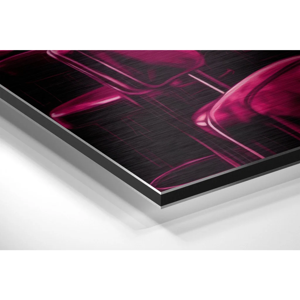 Sleek magenta abstract art on brushed aluminium dibond print