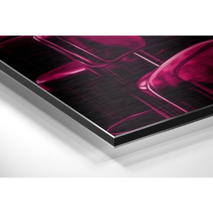 Sleek magenta abstract art on brushed aluminium dibond print