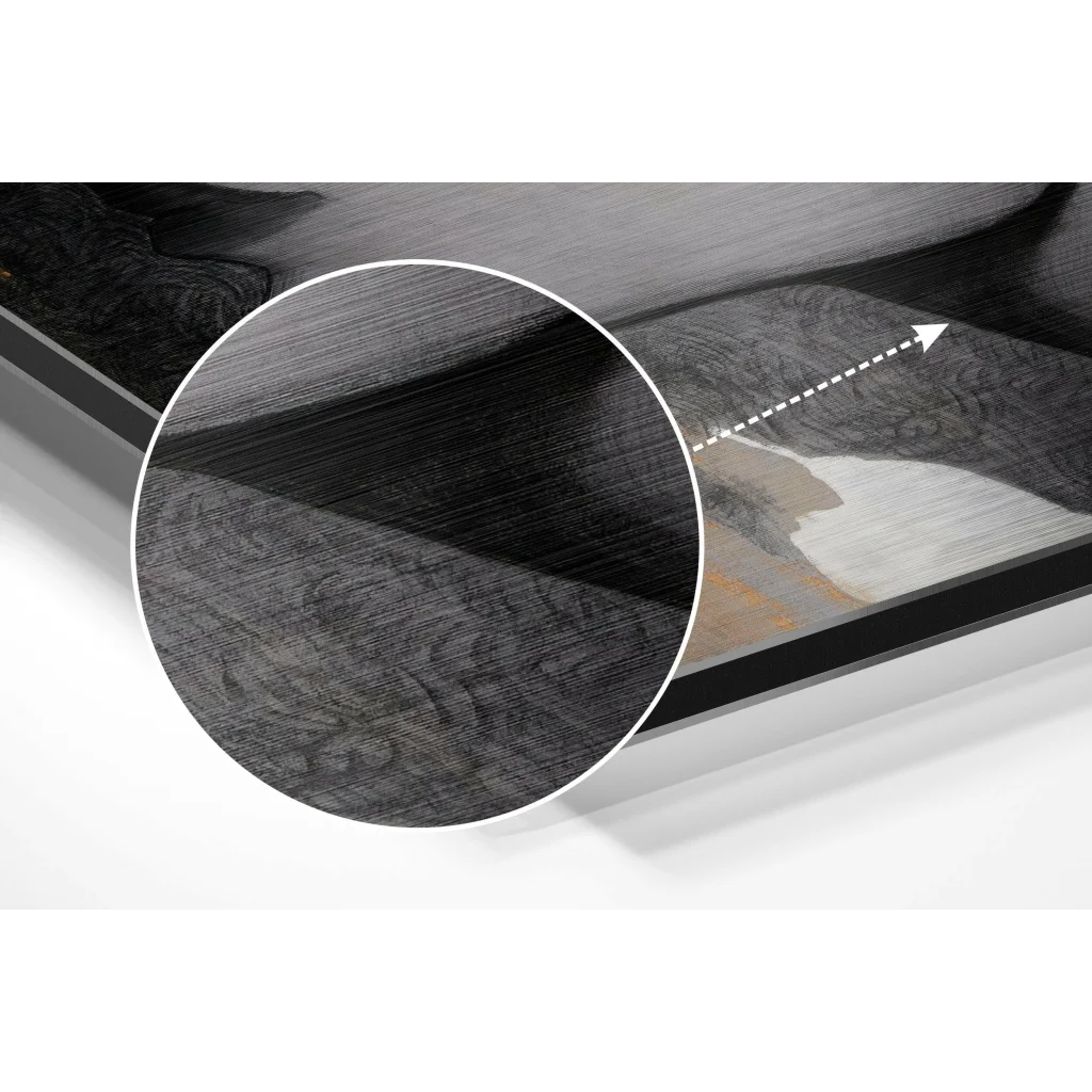 Stunning black textured abstract art on brushed aluminium dibond