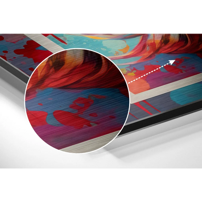 Vibrant abstract art on brushed aluminium dibond print