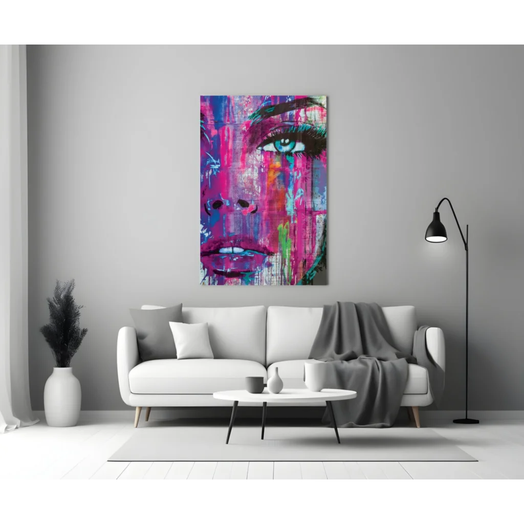Stunning Abstract Portrait Glass Wall Art in Bold Colors | Modern Wall Art Decor | vintageantiquesgifts.com